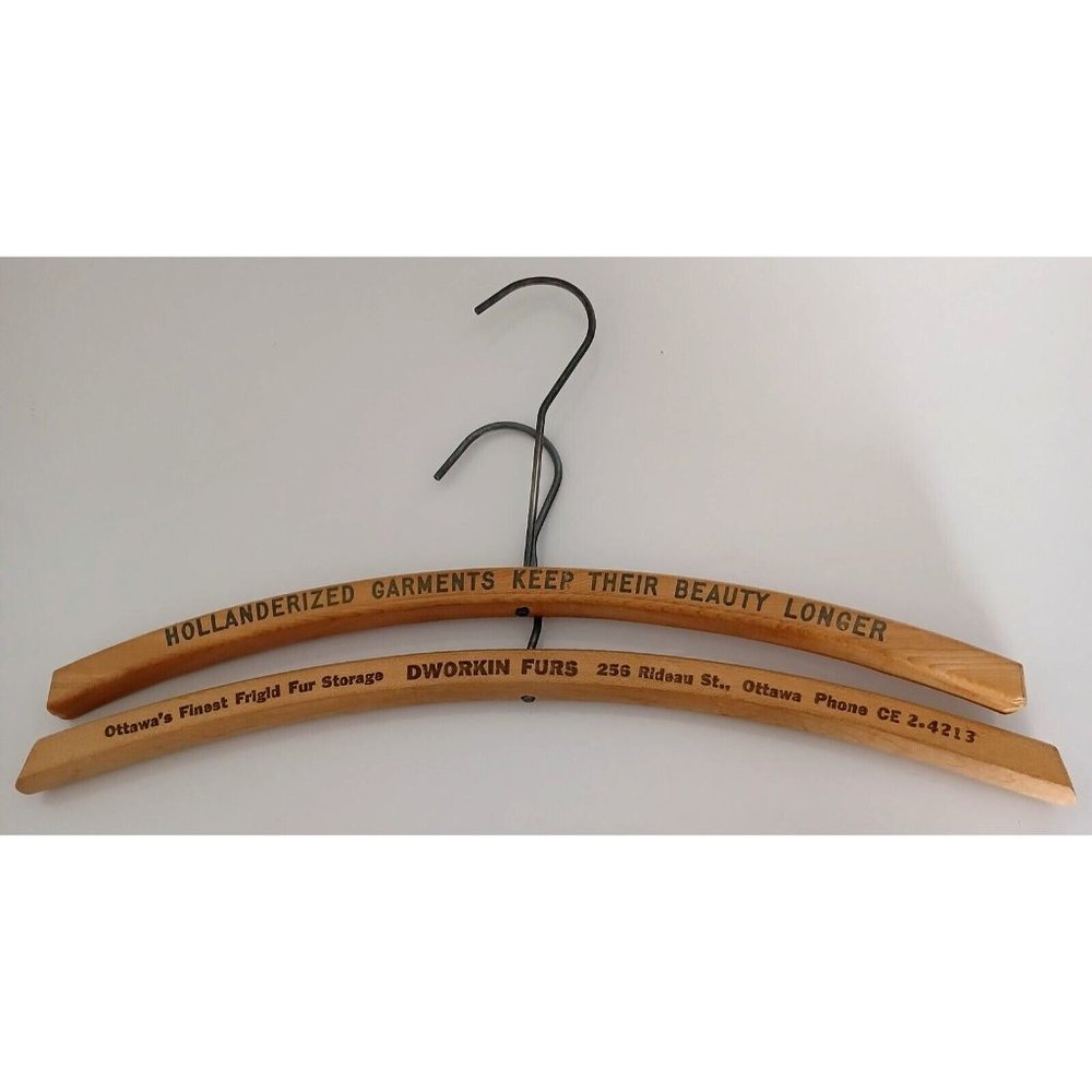 Vintage Wooden Clothes Hangers Lot of 2 Ottawa - Toronto Fur/Clothes Storage Ad